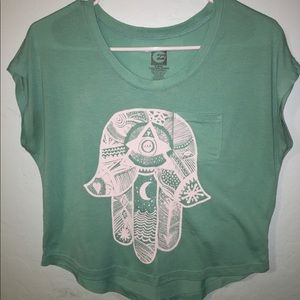 Turquoise Billabong T-Shirt with White Hamsa Hand